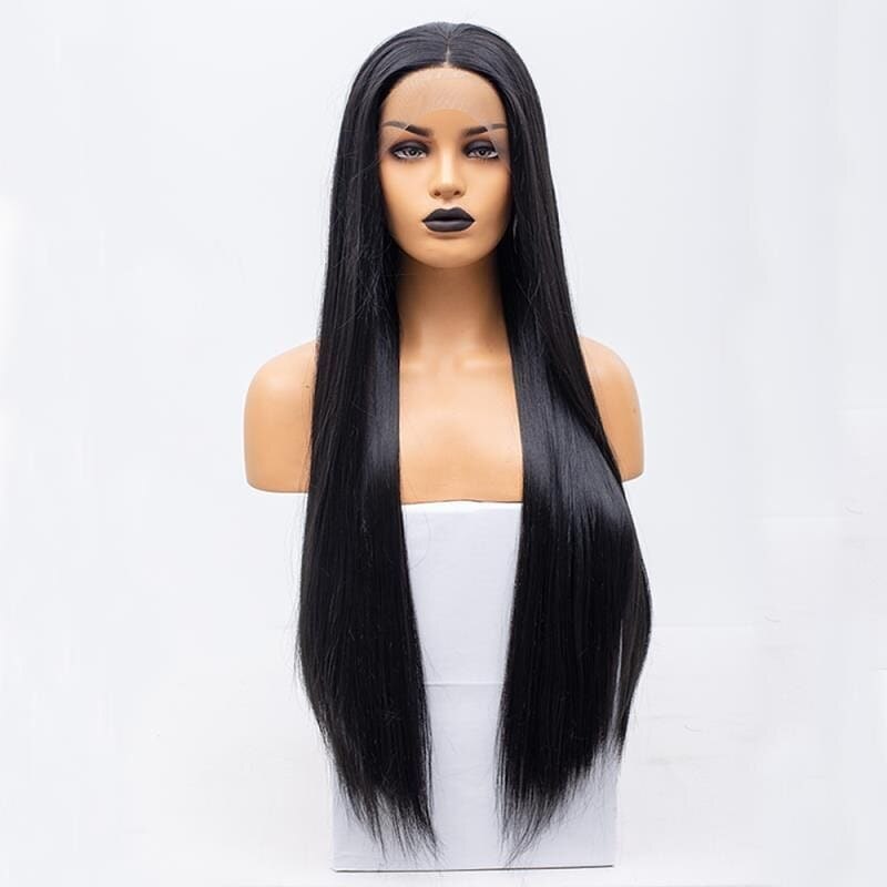 Wigs European And American Fashion Wigs Ladies Front Lace Long Straight High Temperature Silk