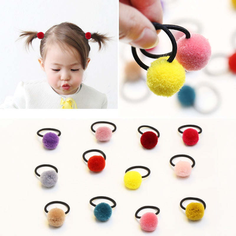 Korean candy color children's hair ball hair ring color tie hair band no seams do not hurt hair rope baby hair rope