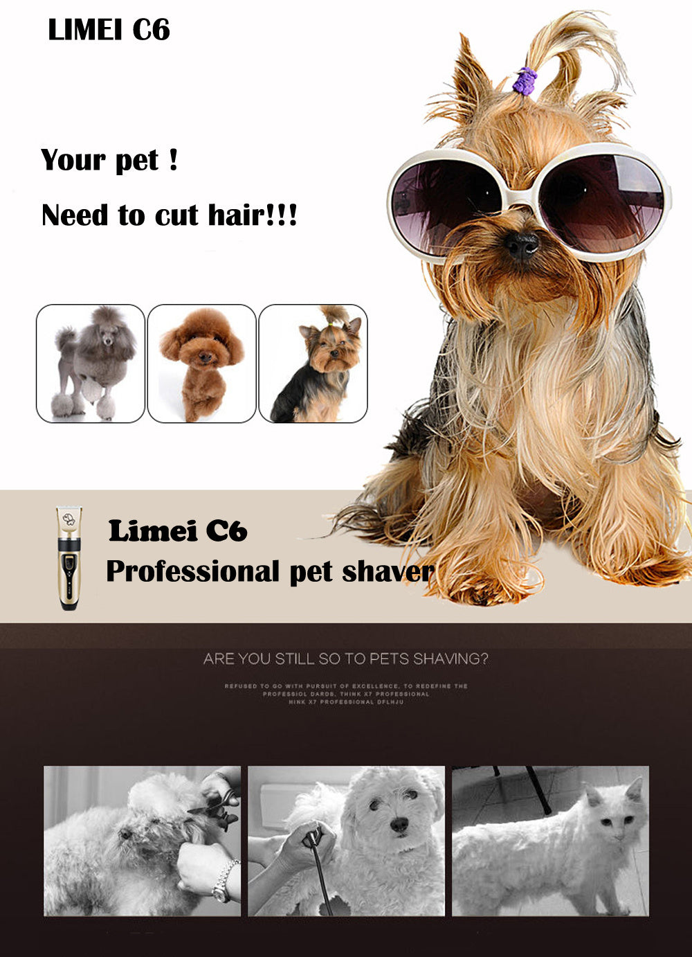 Rechargeable Dog Hair Shaver Without Damaging The Skin