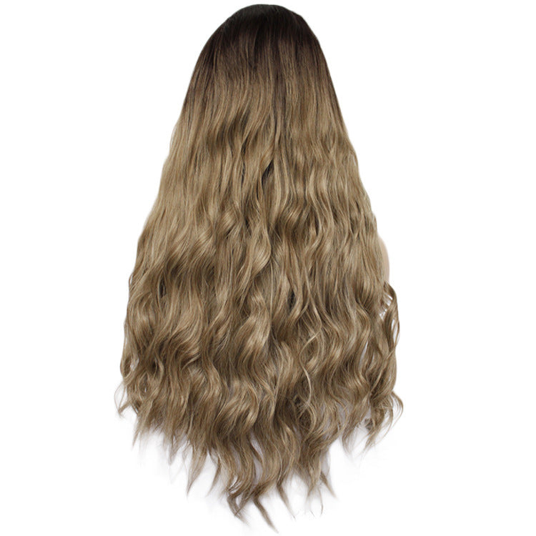 Chemical fiber front lace gradient long curly wig