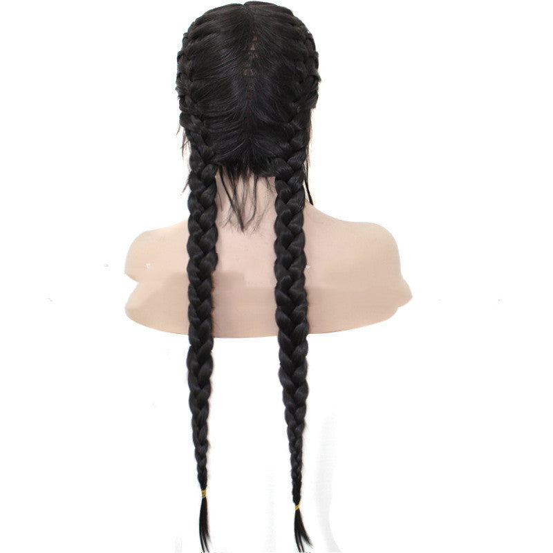 Foreign Trade Source Of Wigs For Women, Baby Hair, Long Straight Hair, Braided Hair, Braid, Front Lace, Chemical Fiber Hair, Wig, Hair Cover