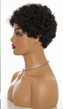 Fashion Trend Short Curly Hair African Small Curly Ladies Wig Headgear Natural Color Real Hair Headgear