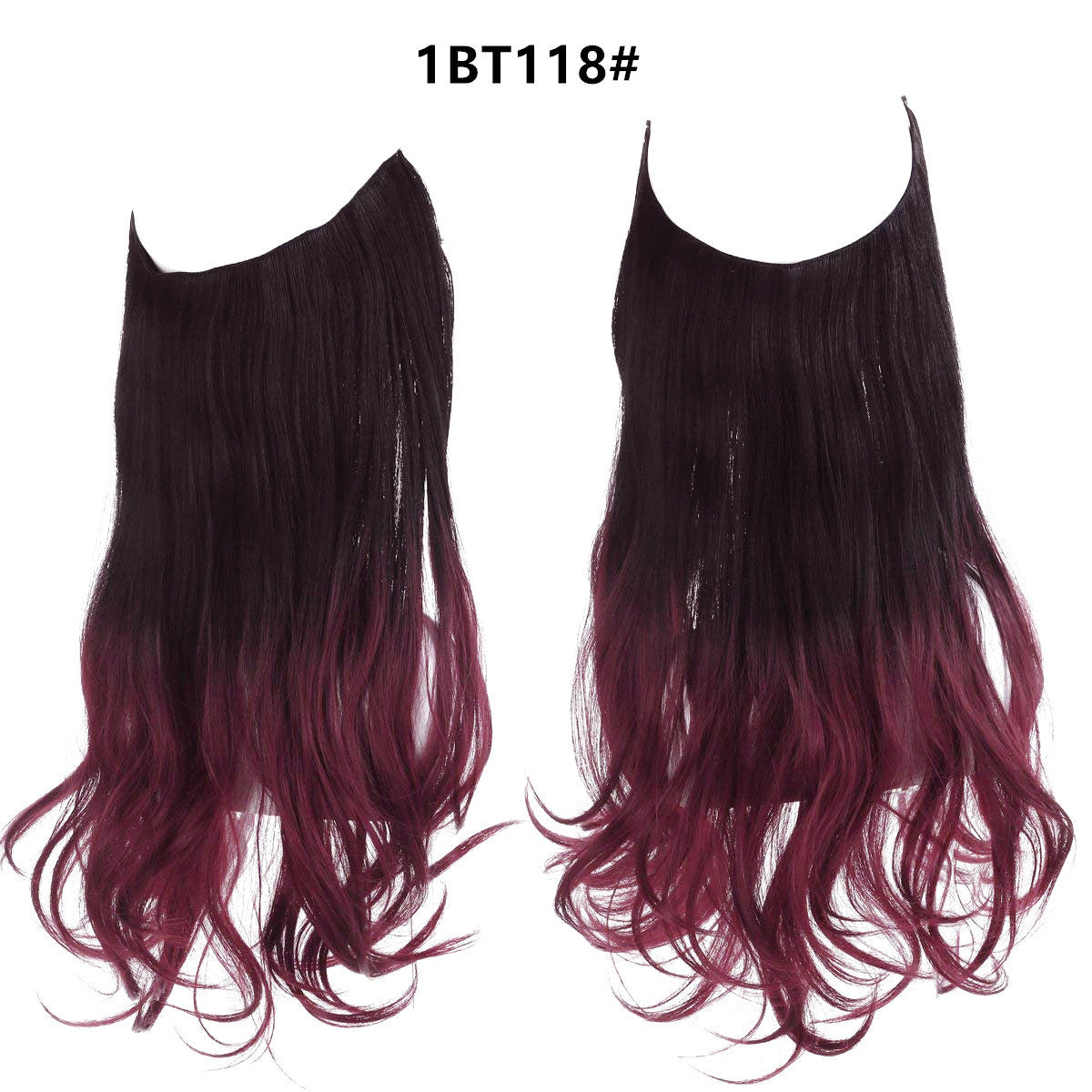 Wig Female Fish Line Type Long Curly Hair Chemical Fiber Extension Piece Matte High Temperature Silk Fish Silk Thread Wig Piece