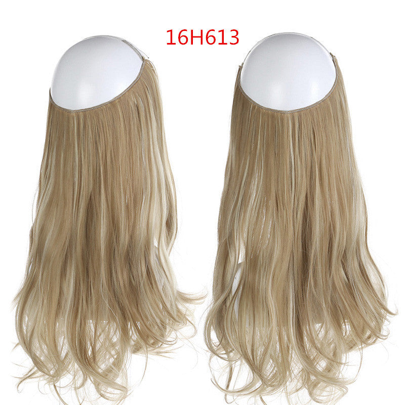 Wig Female Fish Line Type Long Curly Hair Chemical Fiber Extension Piece Matte High Temperature Silk Fish Silk Thread Wig Piece