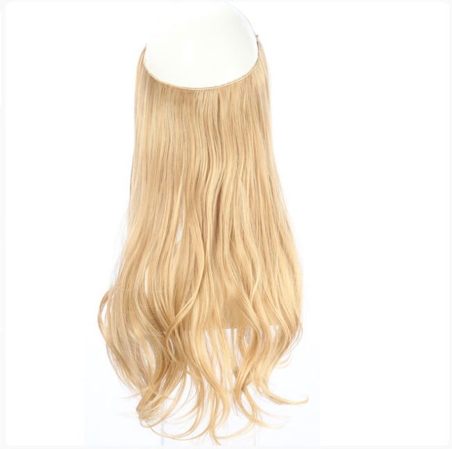 Wig Female Fish Line Type Long Curly Hair Chemical Fiber Extension Piece Matte High Temperature Silk Fish Silk Thread Wig Piece