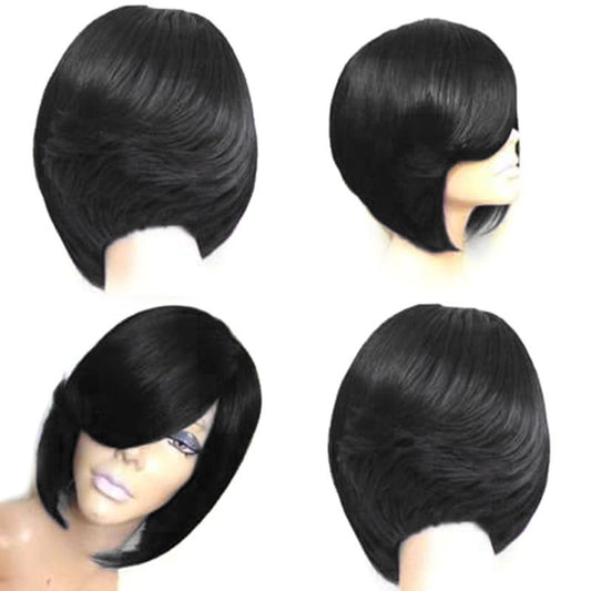 T Color Gradient Short Straight Hair Wig Headgea