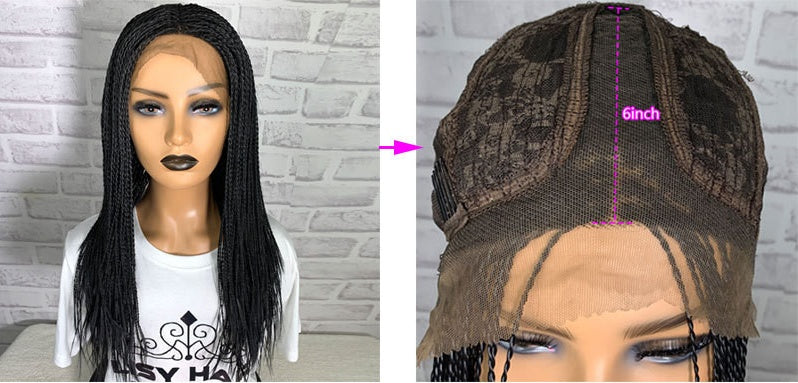 13x6 Braided Wigs Synthetic Lace Front Wig Blac