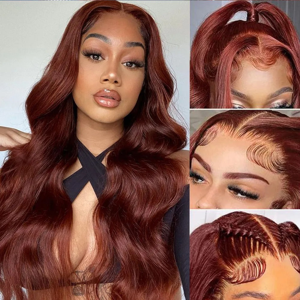 Front Lace Wig Red Long Curly Hair Big Wave