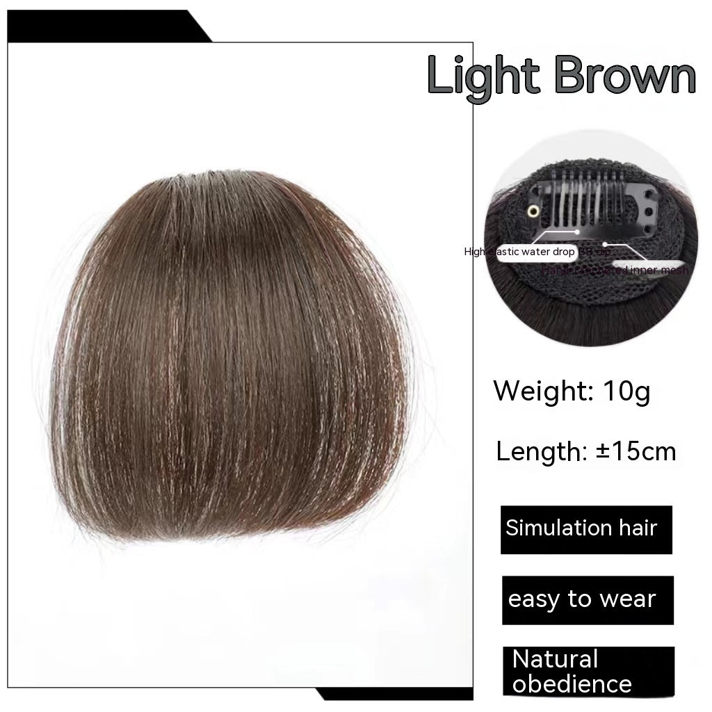 Natural Forehead Artificial Hair Straight Bangs Wig Set Seamless Invisible Wig Set