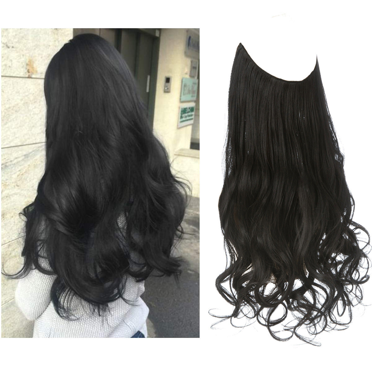 Wig Female Extension Chemical Fiber Long Curly Hair Matte High-temperature Fiber Fishing Thread Wig Set