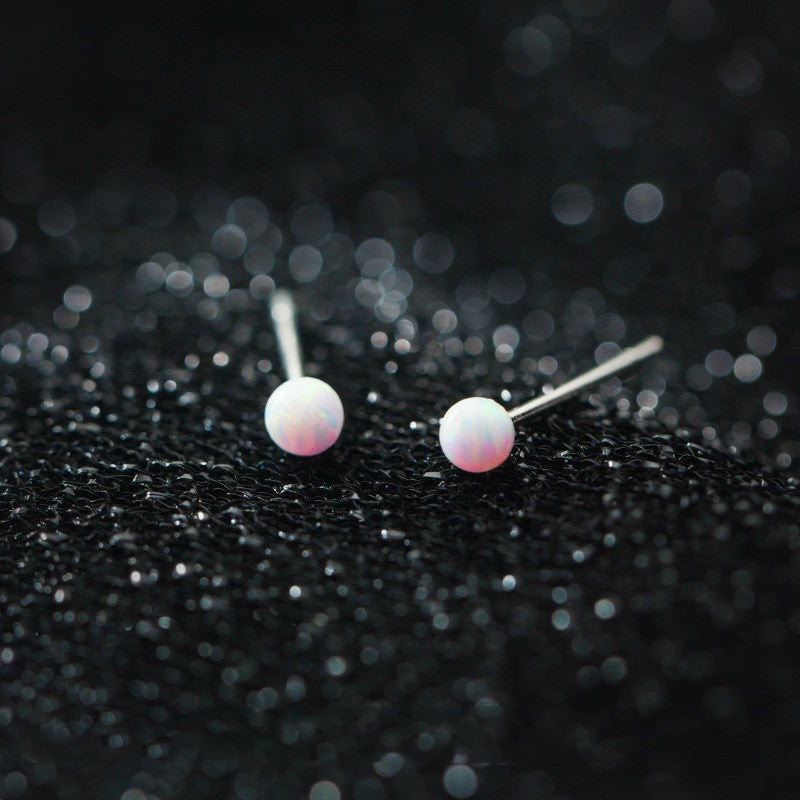 S925 Silver Mini Synthetic Opal Stud Earrings For Women