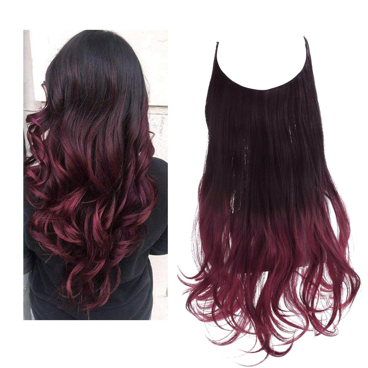 Wig Female Extension Chemical Fiber Long Curly Hair Matte High-temperature Fiber Fishing Thread Wig Set