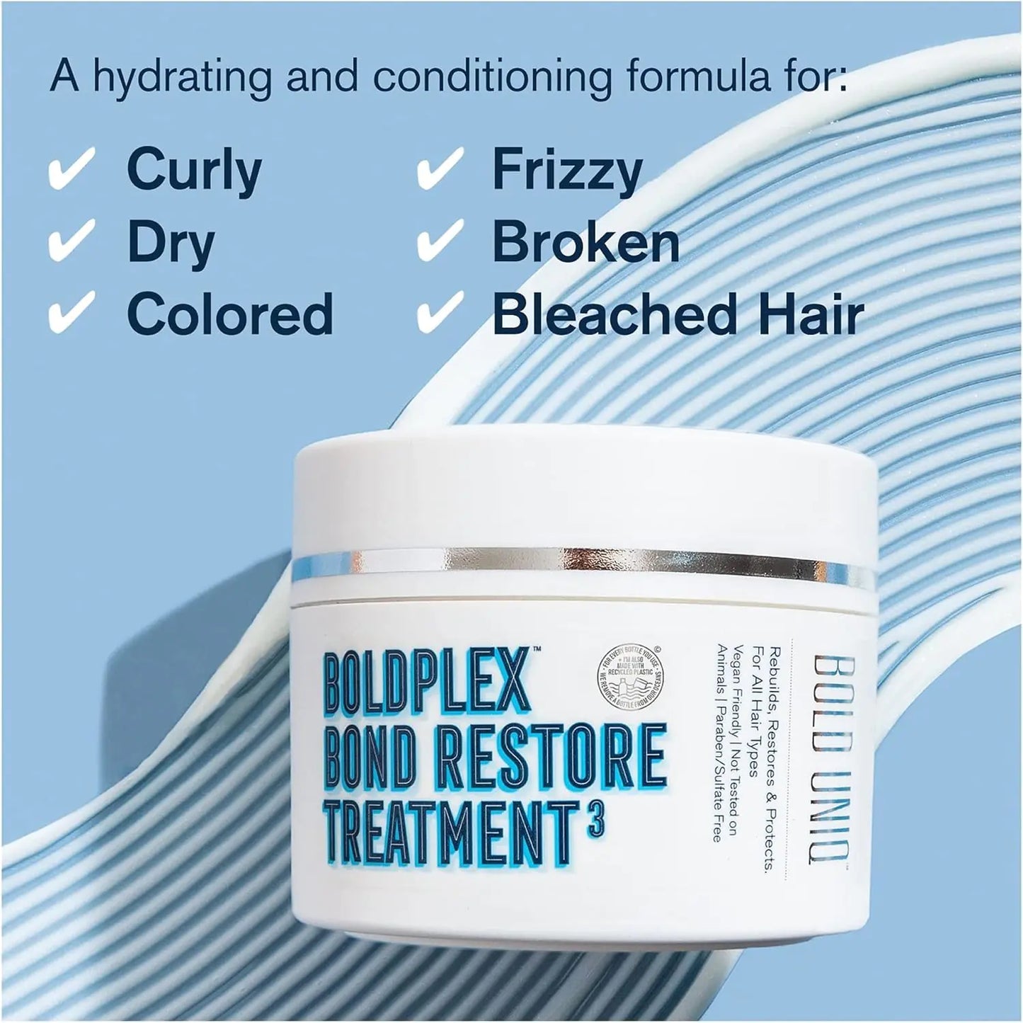 BoldPlex 3 Hair Mask - Deep Conditioner & Protein Treatment for Dry, Damaged Hair - Includes Rosemary Oil for Hair Growth - Repairs & Nourishes Curly, Bleached, or Frizzy Hair - 6.76 Fl Oz