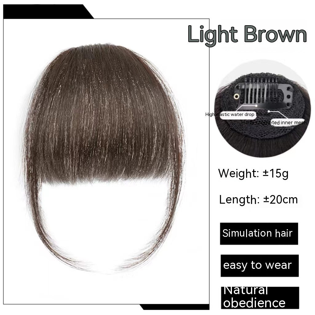 Natural Forehead Artificial Hair Straight Bangs Wig Set Seamless Invisible Wig Set