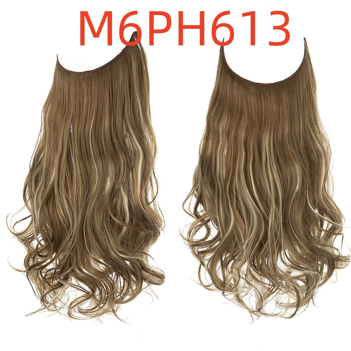 Wig Female Fish Line Type Long Curly Hair Chemical Fiber Extension Piece Matte High Temperature Silk Fish Silk Thread Wig Piece