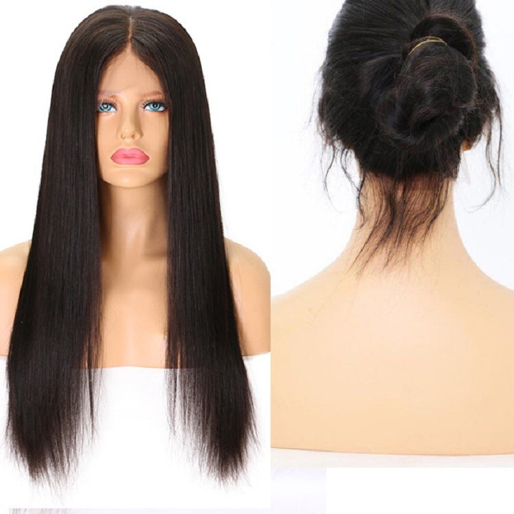 Wigs European And American Fashion Wigs Ladies Front Lace Long Straight High Temperature Silk