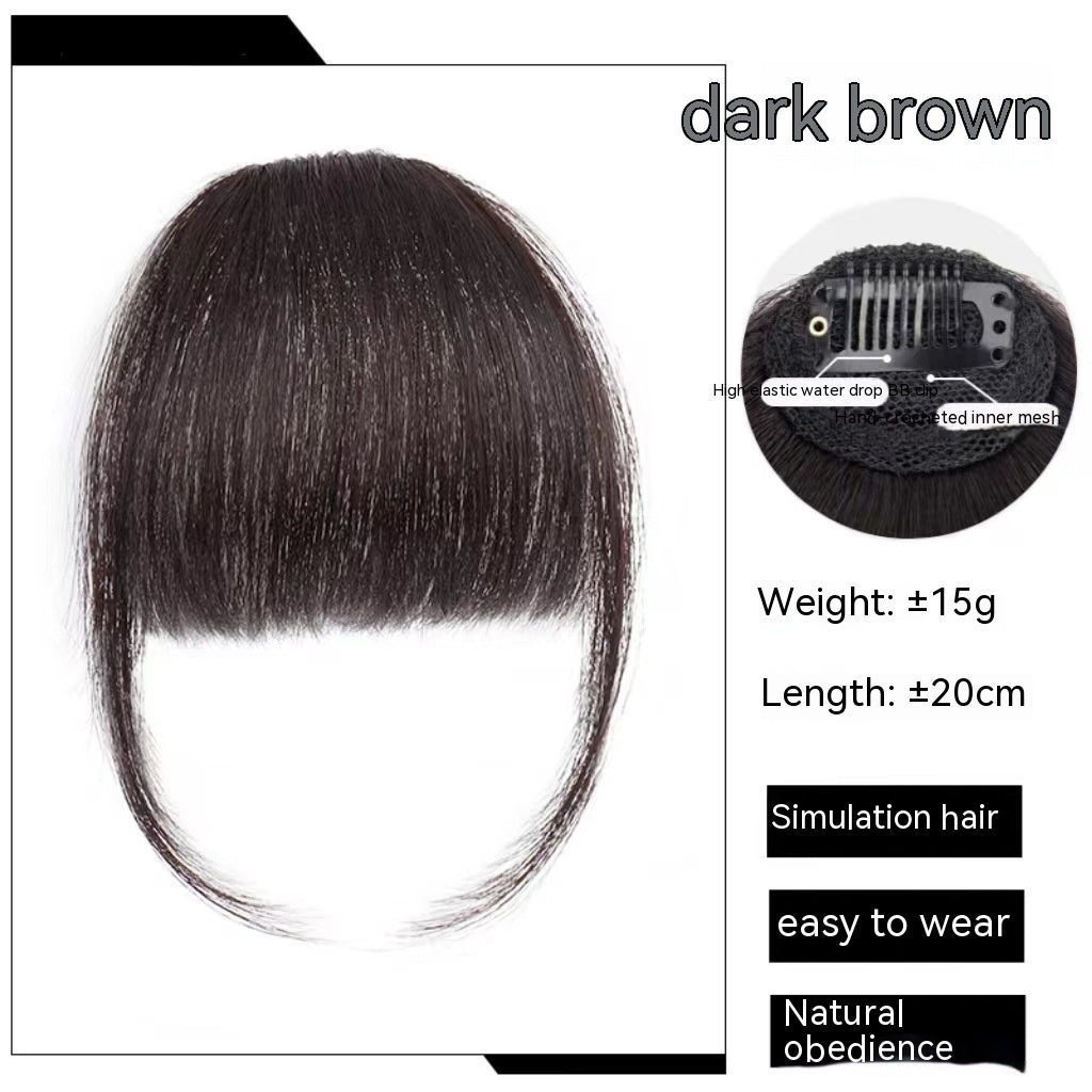 Natural Forehead Artificial Hair Straight Bangs Wig Set Seamless Invisible Wig Set