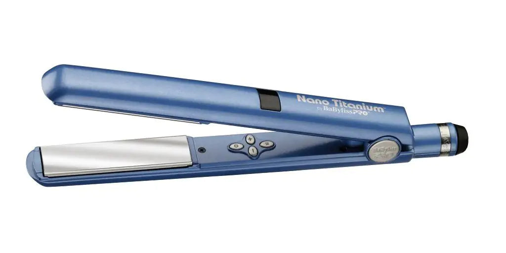 BaBylissPRO Nano Titanium Flat Iron Hair Straightener, 1" Digital Hair Straightener Iron for Professional Salon Results and All Hair Types Blue