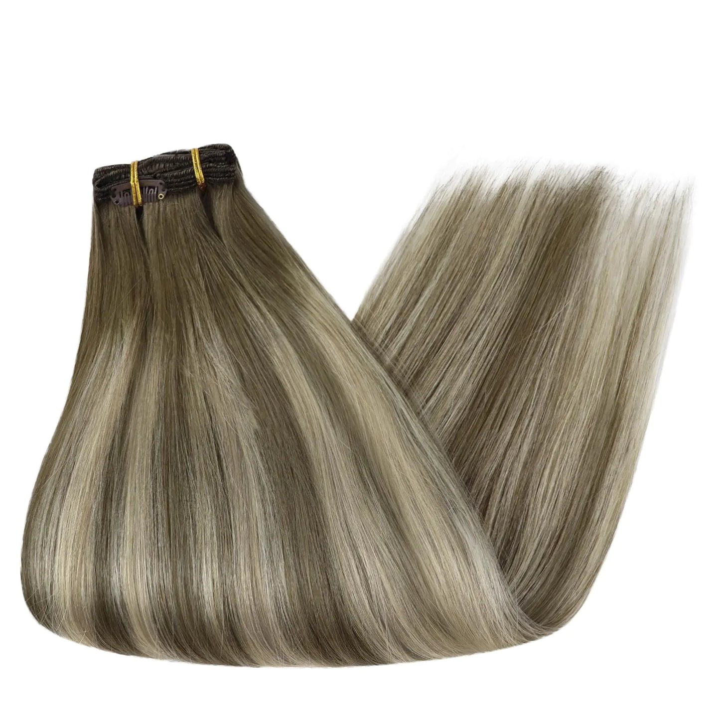 Seamless 20" Clip-In Remy Hair Extensions in Cool Taupe Blonde