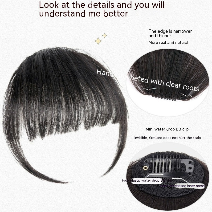 Natural Forehead Artificial Hair Straight Bangs Wig Set Seamless Invisible Wig Set