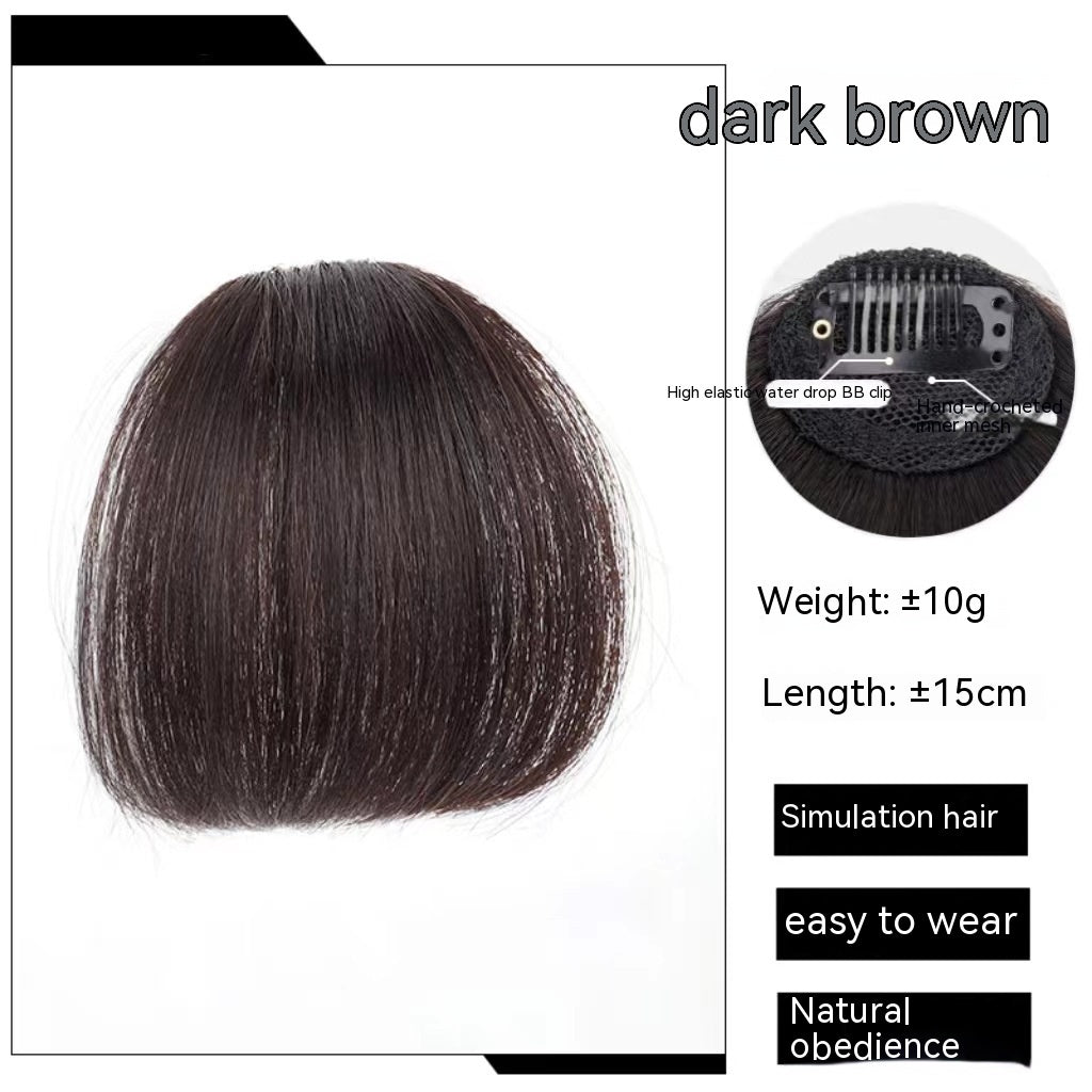 Natural Forehead Artificial Hair Straight Bangs Wig Set Seamless Invisible Wig Set