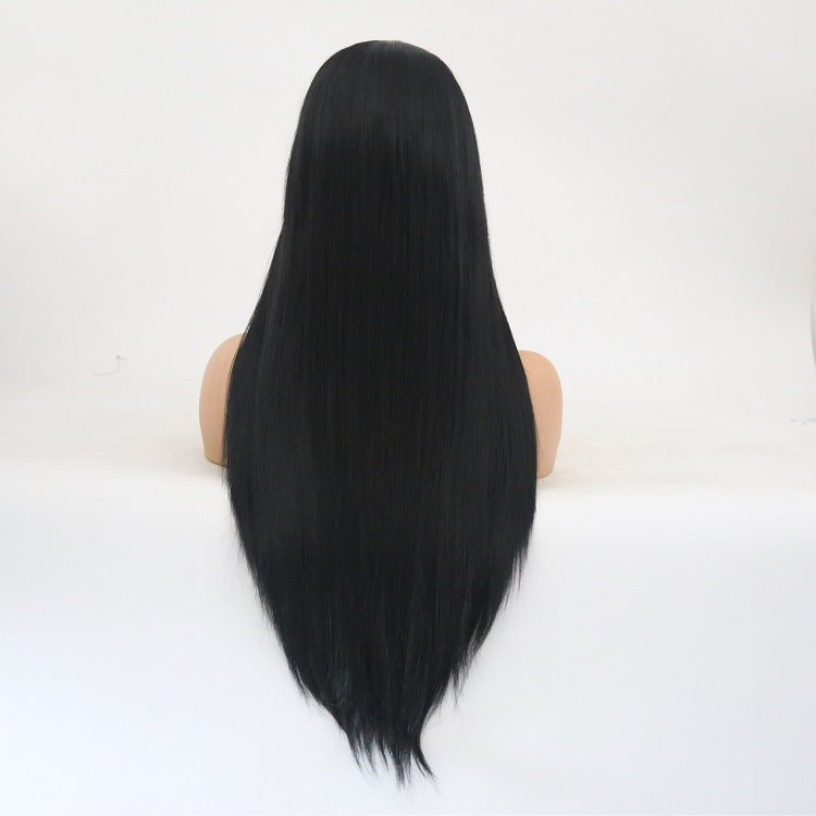 Wigs European And American Fashion Wigs Ladies Front Lace Long Straight High Temperature Silk