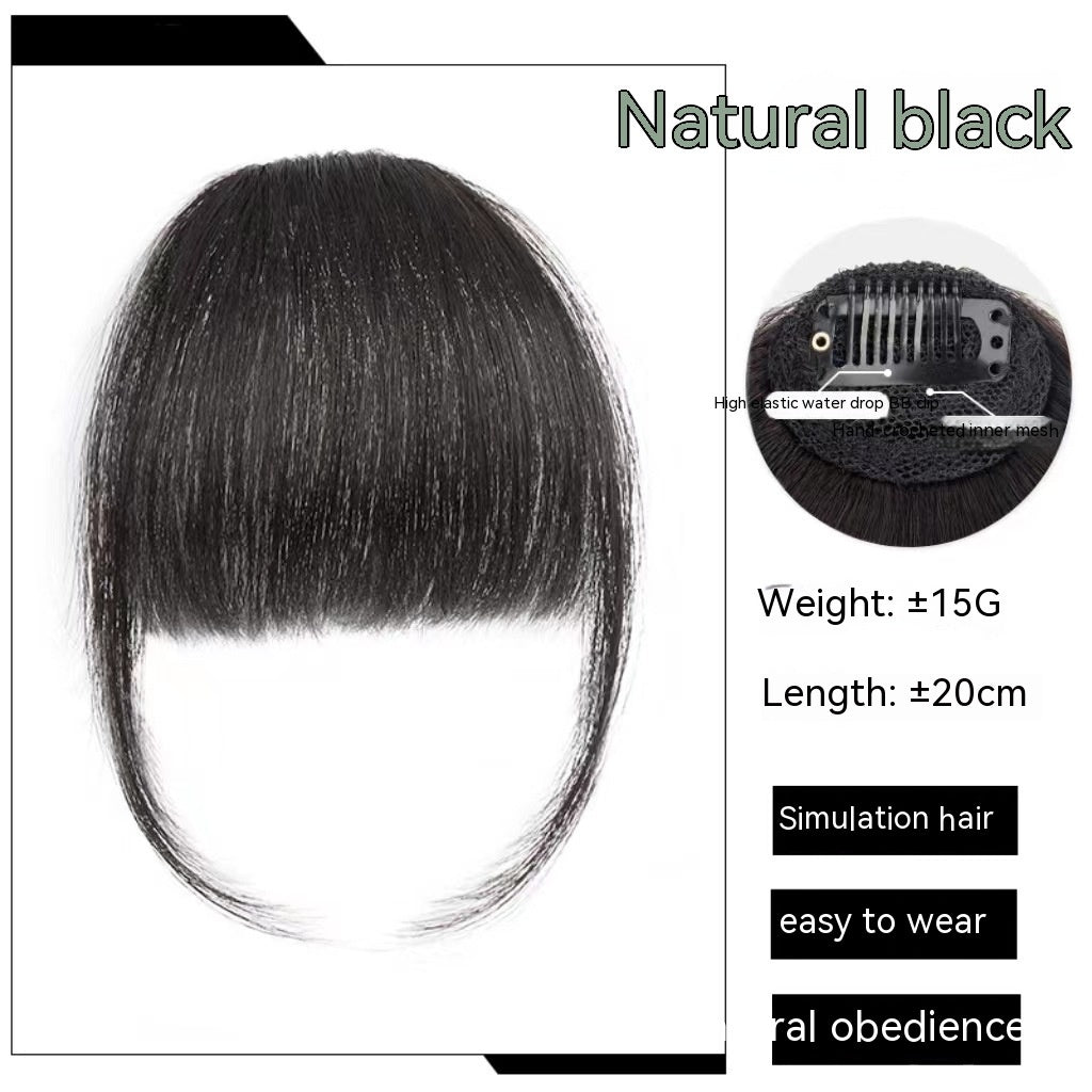 Natural Forehead Artificial Hair Straight Bangs Wig Set Seamless Invisible Wig Set