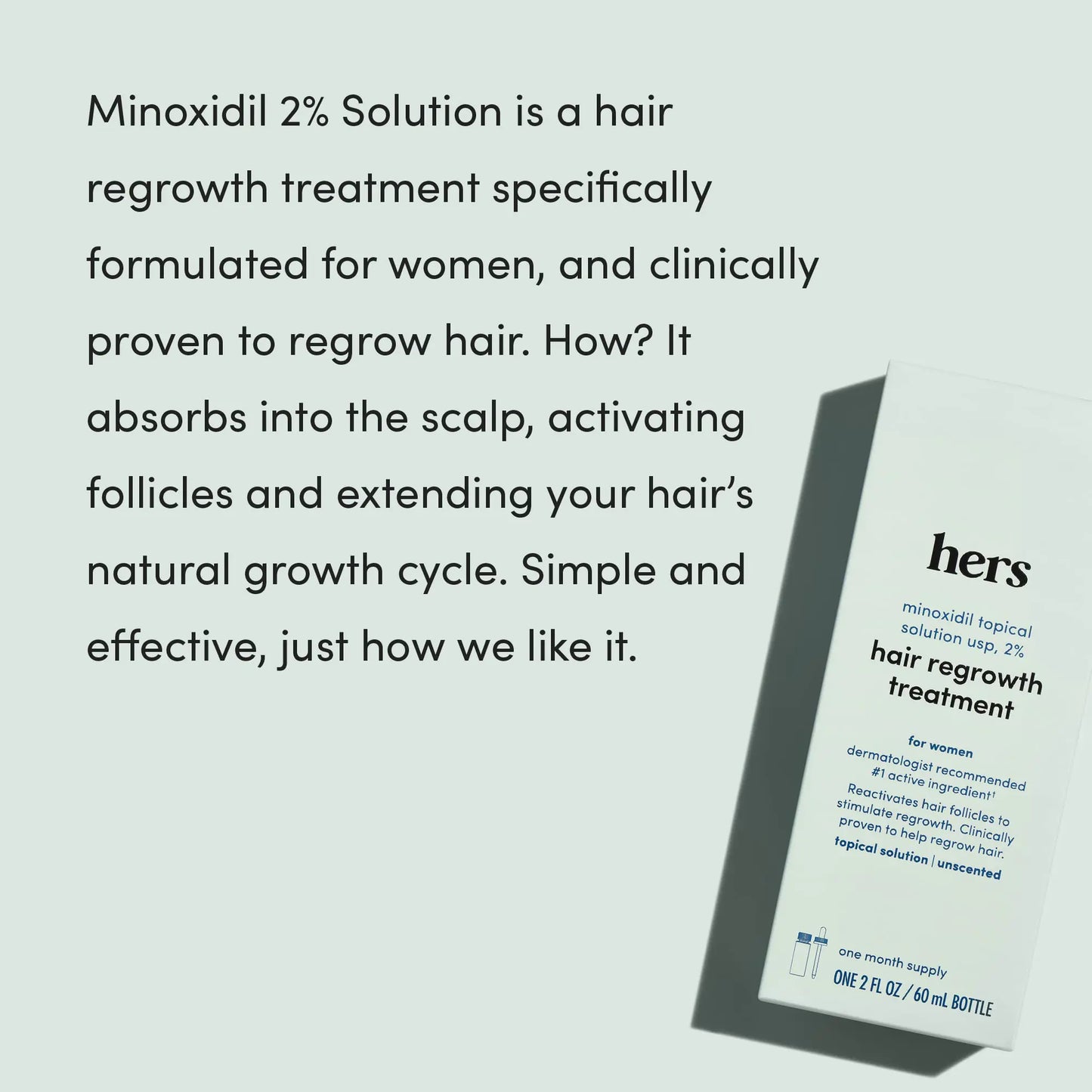 hers Hair Regrowth Treatment for Women with 2% Topical Minoxidil Solution for Hair Loss and Thinning Hair, Unscented, 2 Month Supply, 2 Pack Serum